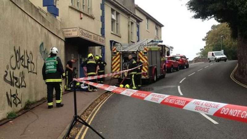 Empty hotel burns again