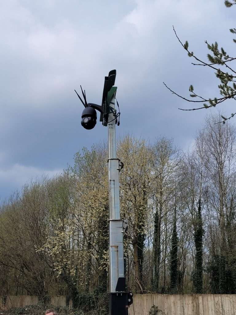 4G Tower installation with solar power at recycling centre