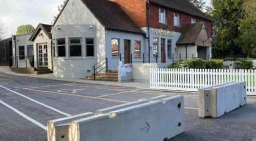 Concrete barrier in use