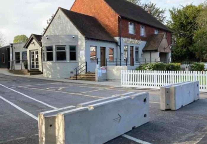 Concrete barrier in use