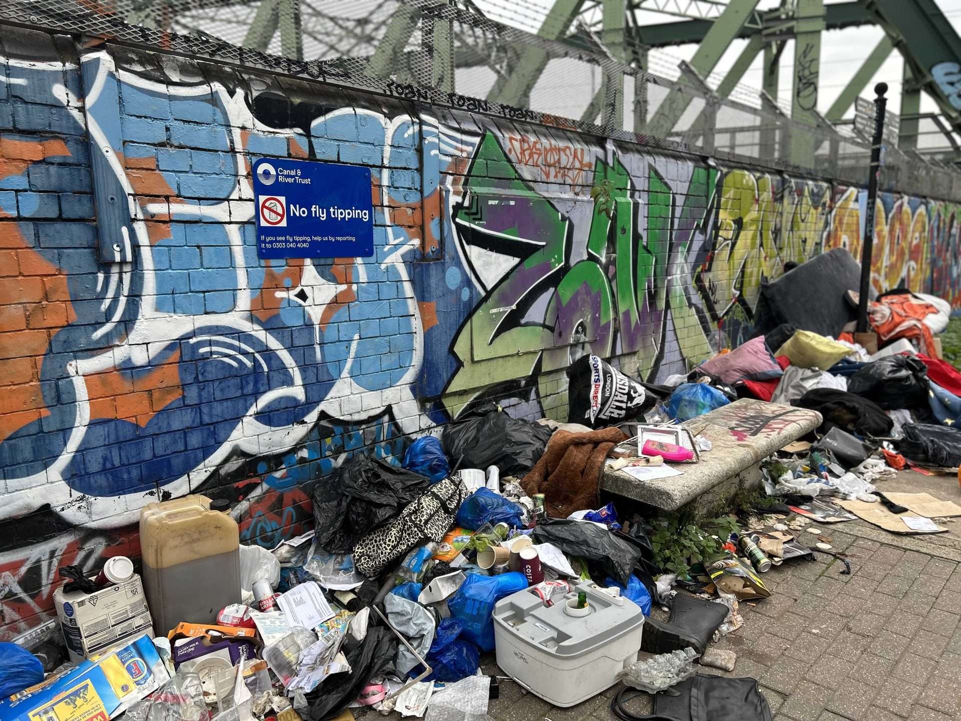 Fly tipping by canal