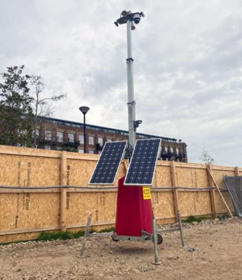 mobile cctv tower being rapidly deployed