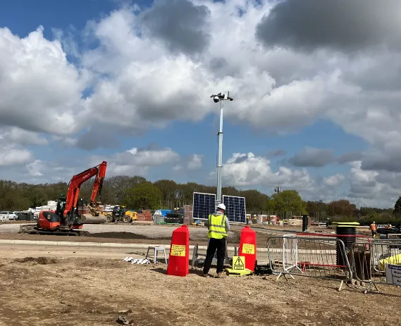 construction site cctv camera being set up