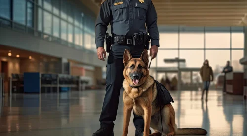 security guard and dog